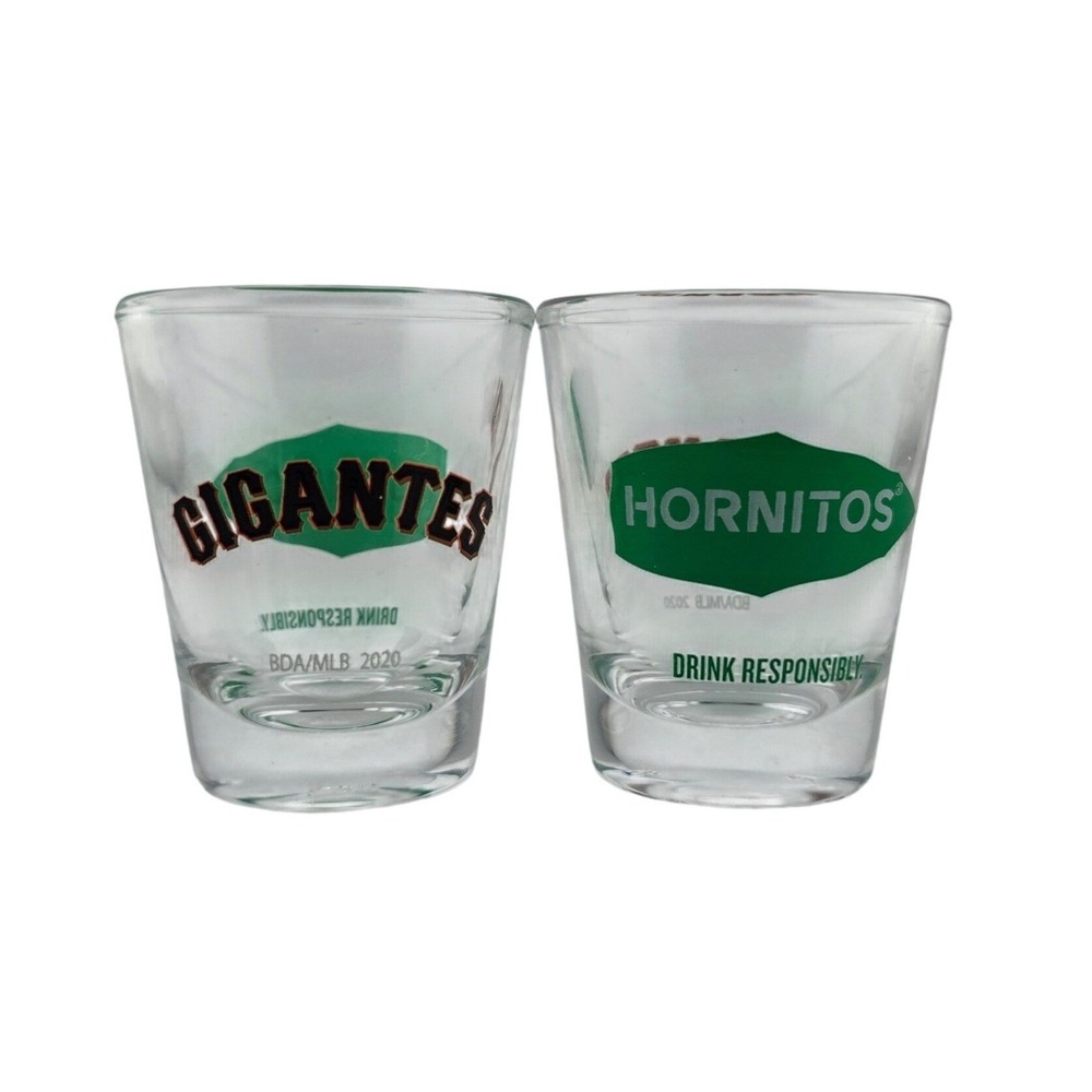 Hornitos‎ Shot Glass San Francisco Giants MLB 2020 Clear Good Condition Set of 2